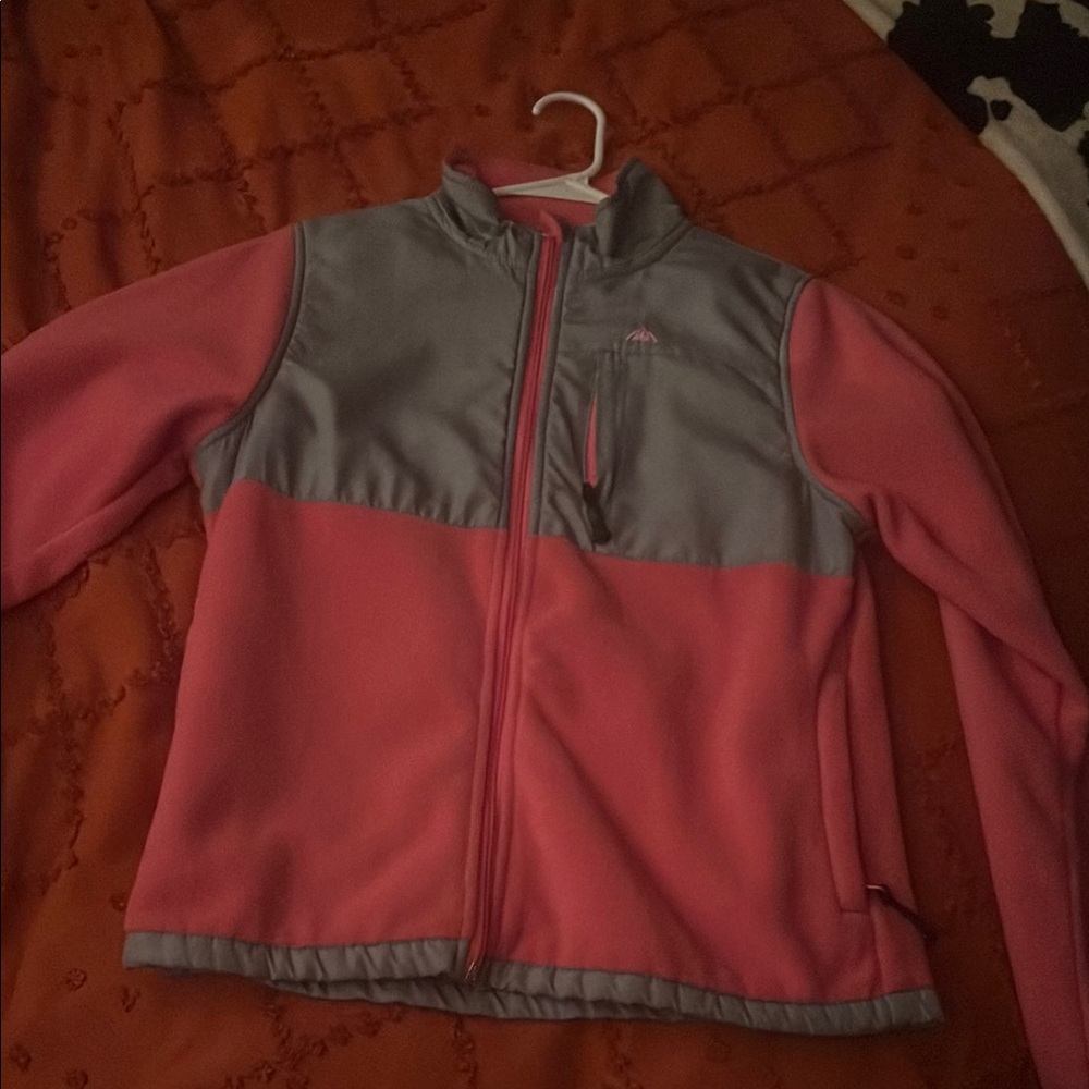 Pink and Gray Zip-Up Jacket